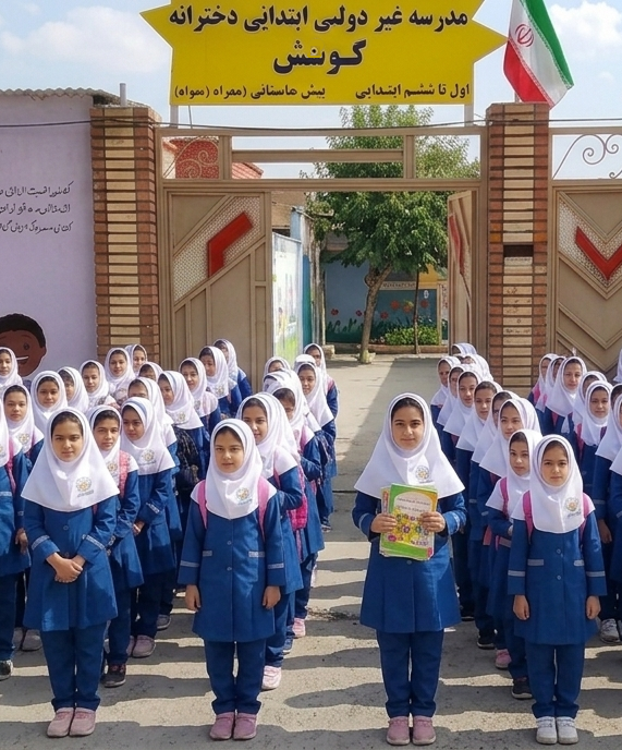 دانش‌آموزان شاد مدرسه گونش